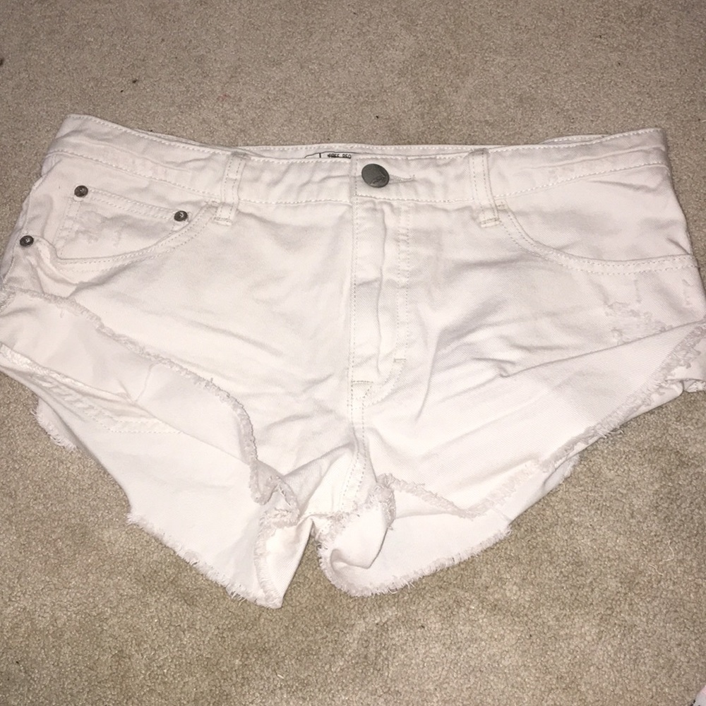 Free People white denim shorts